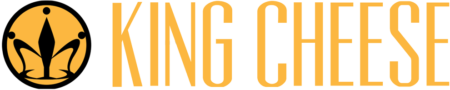 King Cheese logo with black and gold crown.