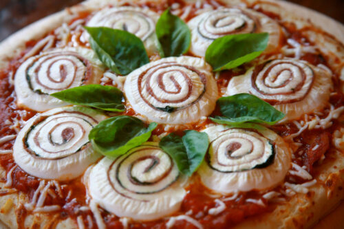 6oz Spirella rolls on pizza.