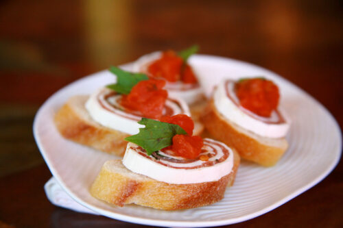 6oz Spirella rolls on bruschetta.